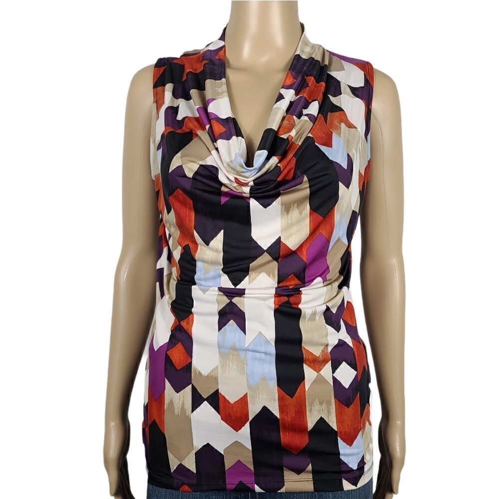 Worthington Multi Color Cowl Neck Sleeveless Top